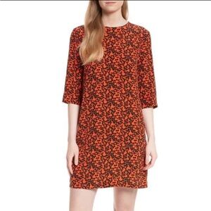 Equipment 100% Silk Orange Black Pattern Front Pockets Mini Dress Workwear XS